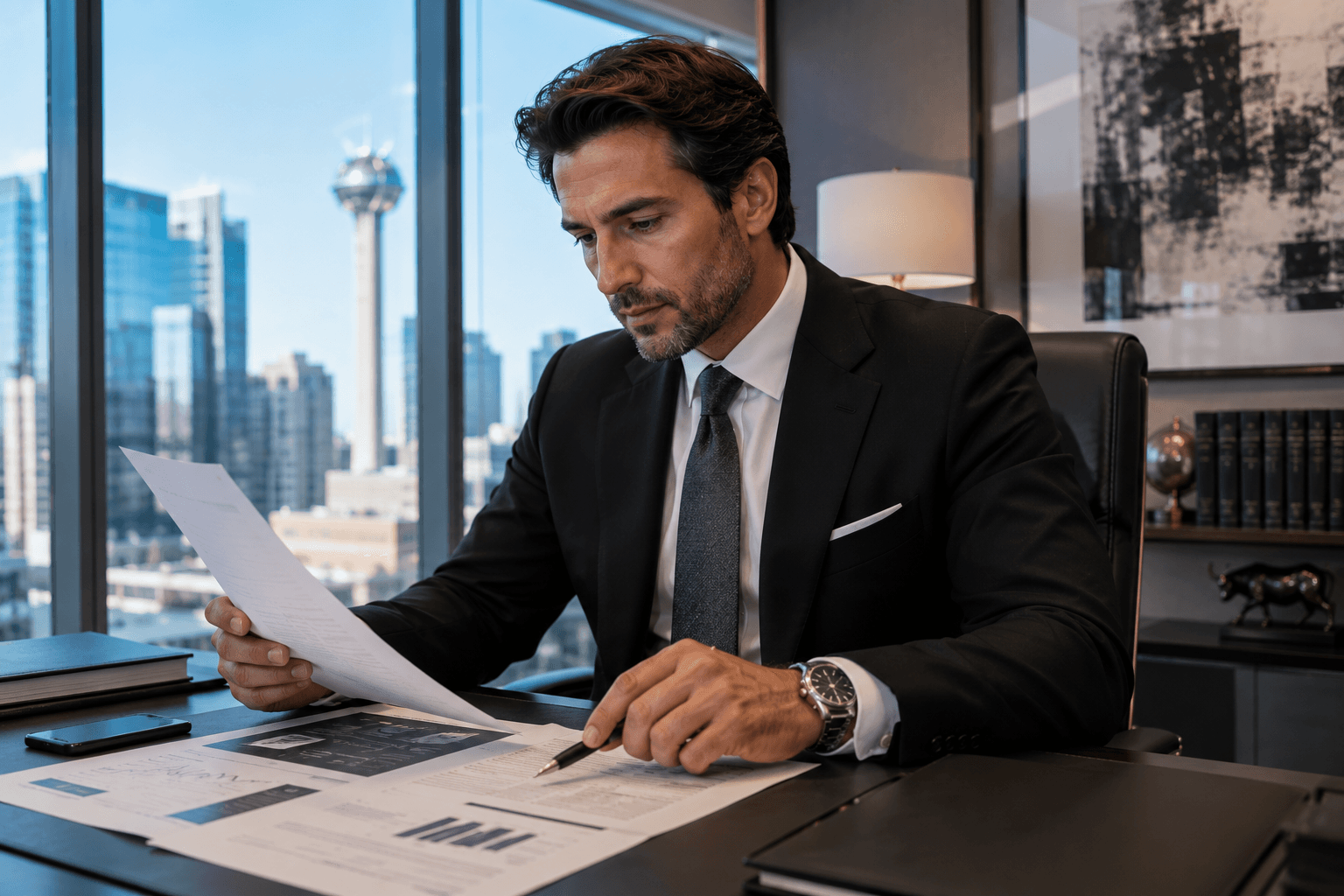 An attorney studying mobile forensic evidence and timeline charts.
